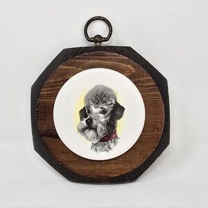 Vtg Jerry Schultz hand crafted pine poodle dog pet portrait‎ wall art farm
